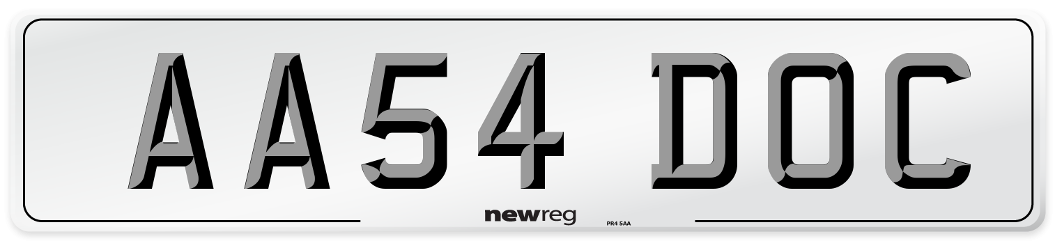 AA54 DOC Number Plate from New Reg